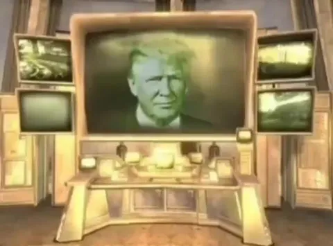 Трамп смотрит с экрана