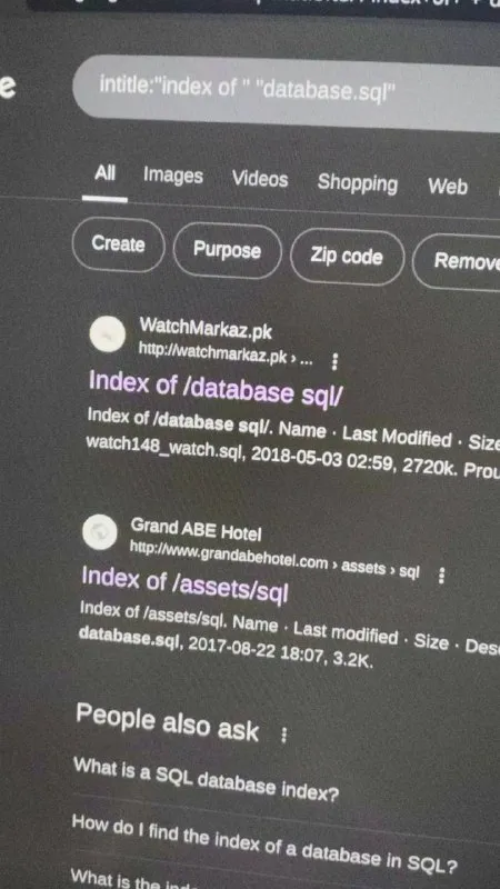 Searching for Exposed Database Files