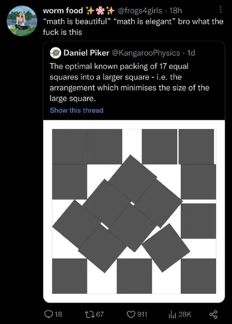 The optimal known packing of 17 squares