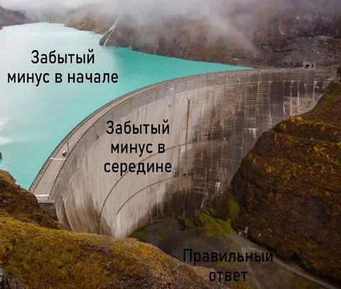 Забытый минус в начале и середине