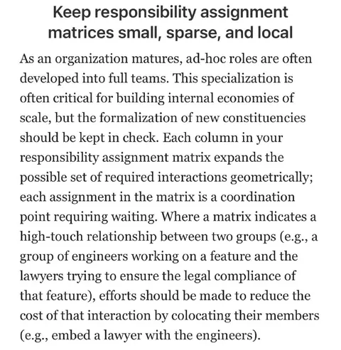 Keep Responsibility Matrices Small