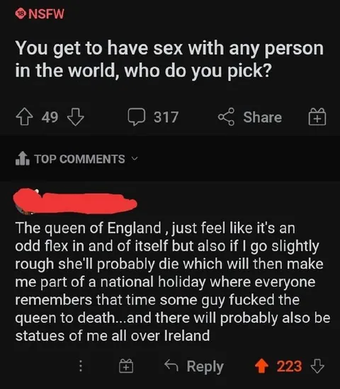 Queen of England death flex