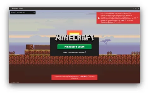 Minecraft login error