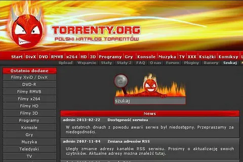 Niedostępny serwis torrentów