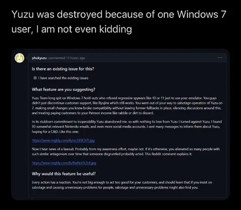 Yuzu Destroyed by Windows 7 User