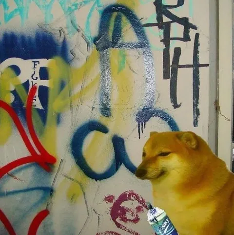 Doge Painting Over Graffiti