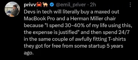Developers Buy Expensive Gear, Wear Free Shirts