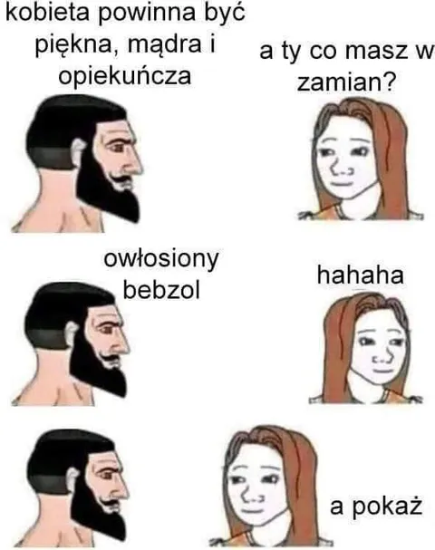 Kobieta i owłosiony bebzol