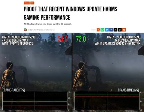 Windows Update Cuts Gaming FPS