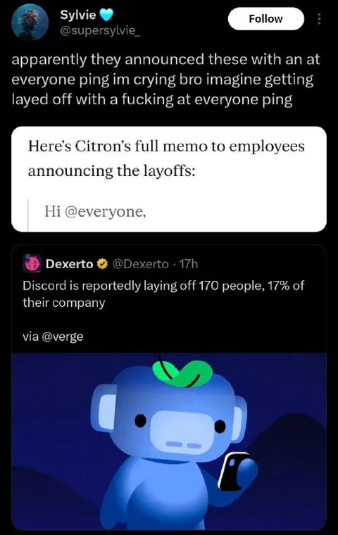 Layoffs Announced With @everyone Ping