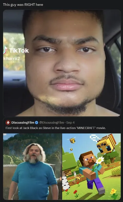 Jack Black as Minecraft Steve