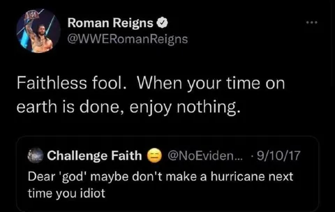 Faithless Fool Hurricane Reply