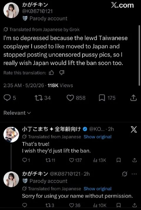 Banned Lewd Cosplayer Complaint