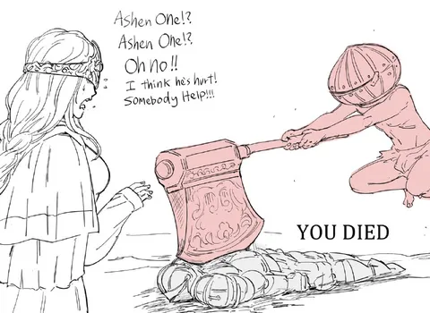 Ashen One Pulls the Corpse