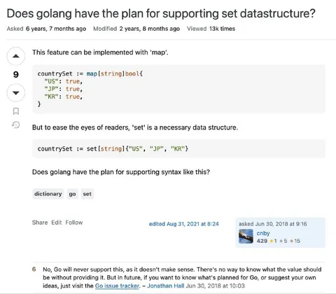 Golang Set Data Structure Question
