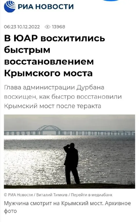 В ЮАР восхитились Крымским мостом