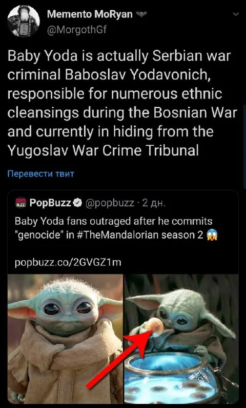 Baby Yoda Serbian War Criminal