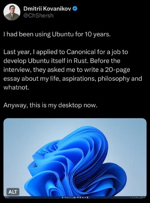 Ubuntu Developer Uses Windows 11