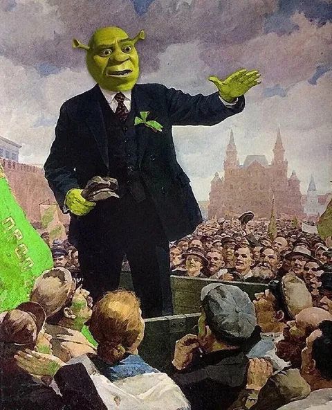 Шрек выступает перед толпой
