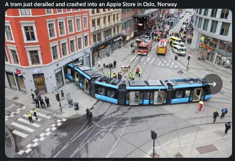 Tram Crashes Into Apple Store