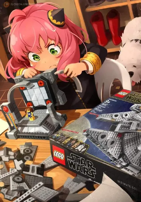 Аня собирает LEGO Star Wars