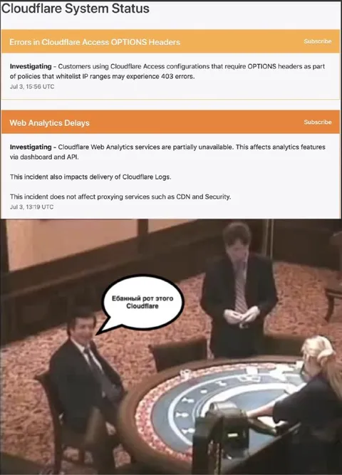 Cloudflare сломался в казино