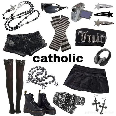 Catholic Goth Outfit Collage