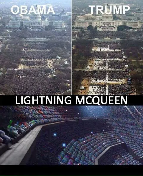 Obama, Trump and Lightning McQueen Crowds