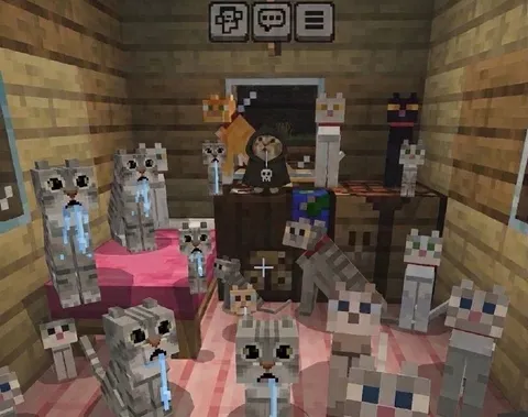 Толпа кошек в Minecraft