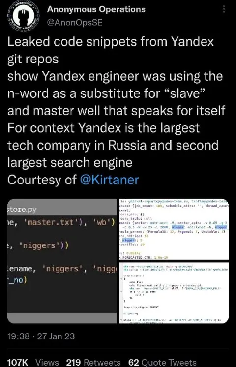 Yandex Code Uses Slur as Substitute