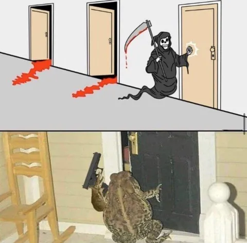 Жаба у двери со стволом