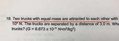 Two Trucks Gravitational Attraction