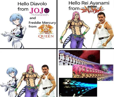 Anime Characters Meet Freddie Mercury