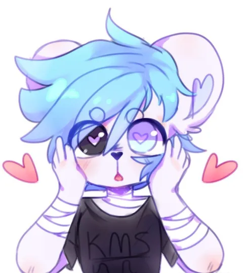 Heart-Eyed Blue-Haired Reaction