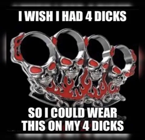 Four Dicks Skull Ring
