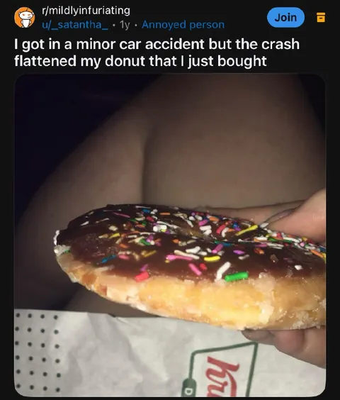 Flattened Donut After Car Crash