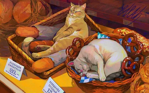 Котики в хлебной лавке