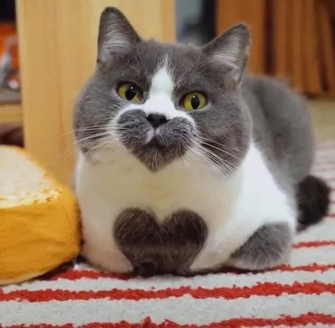 Кот с сердечком на груди