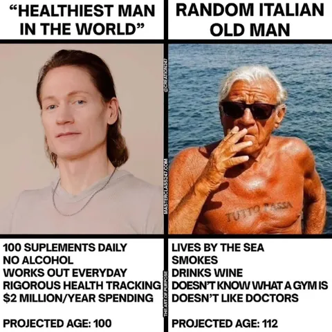 Healthiest Man Versus Random Italian Old Man