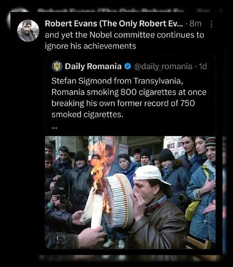 Nobel Committee Ignores Cigarette Record