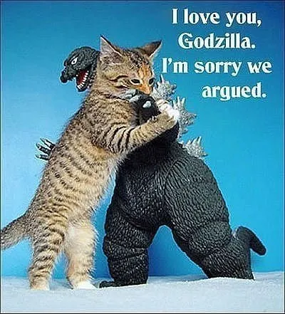 Cat Apologizes to Godzilla