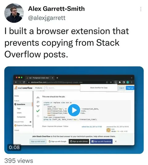 Stack Overflow No Copy Extension
