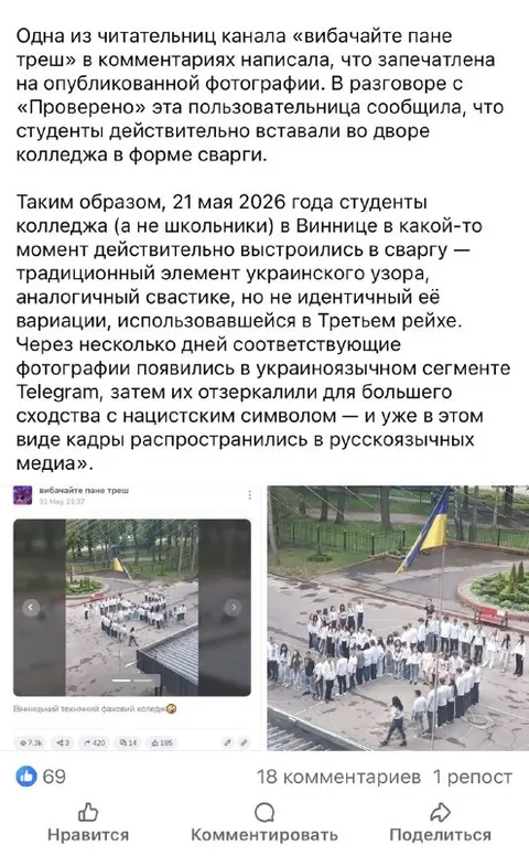 Студенты выстроились в свастику