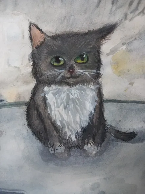 Сердитый нарисованный кот