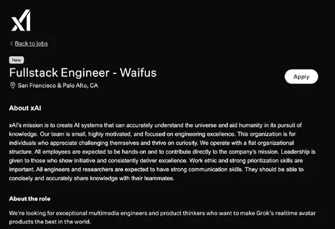 Fullstack Engineer Waifus Job Posting