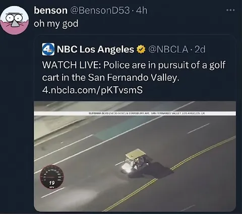 Police Pursue a Golf Cart