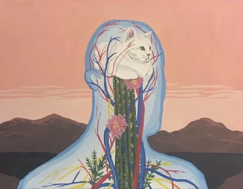 Кот внутри кактуса