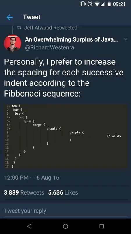 Fibonacci Indentation in Java