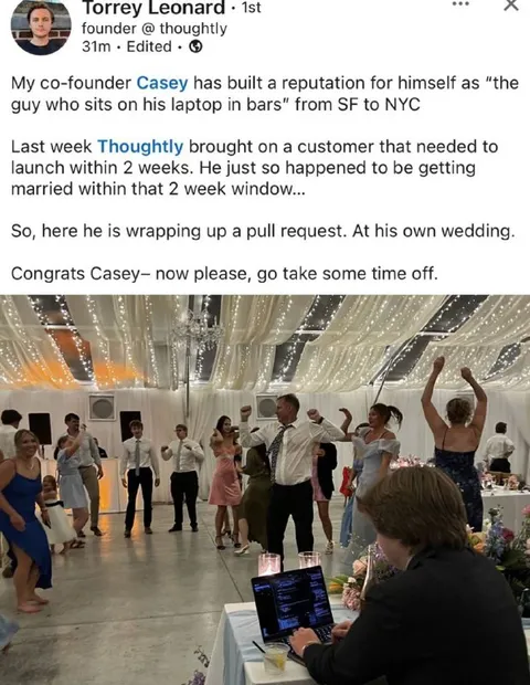 Developer Codes at His Wedding